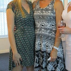 GREEN & RED FLOWY DRESS